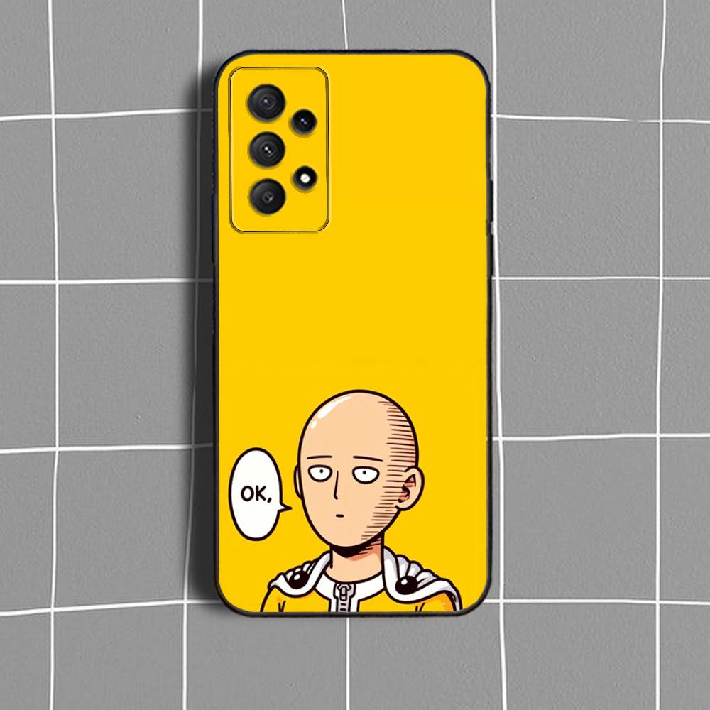 

One P-Punch Man Saitama Phone Case For Samsung Galaxy A73,31,32,72,41,53,52,71,22,5G,Note,J7,8,9 Soft Black Cover SamsungA73 5G