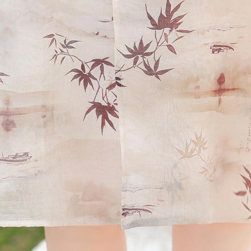 SNOWFLYING New Chinese Style Printed Mid-length Dress