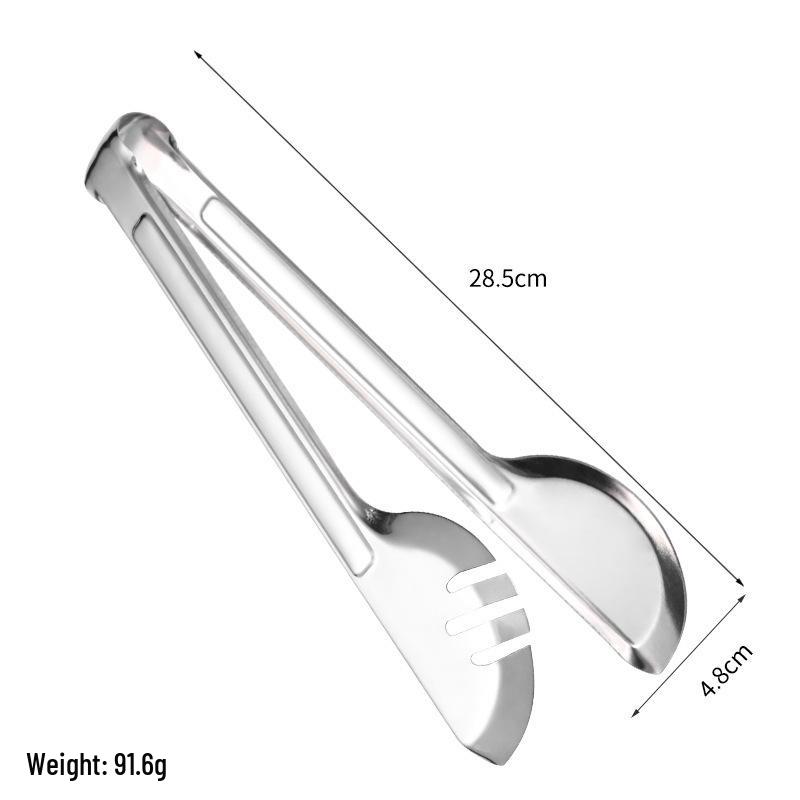 Thickened Stainless Steel Kitchen & BBQ Food Tongs for Bread, Steak & Steamed Buns