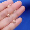 Exquisite Russian Purple Gold Shiny Pentagram Earrings, Simple Niche Korean Version Versatile Rose Gold Plated Ear Buckles