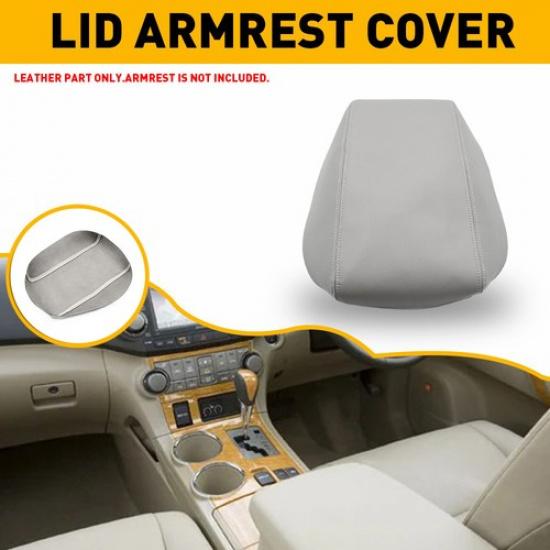 Подходит для Toyota Highlander 2008-2013 Кожаная крышка подлокотника центральной консоли Серая