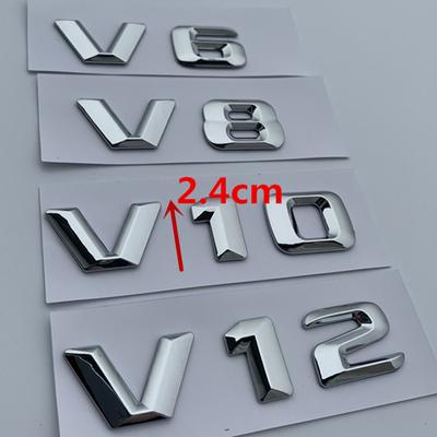 V6 V8 V10 V12 Číslo písmene Chromovaný znak Logo pro B/enz C200 E300 Styling vozu Nálepka s kapacitou vybíjení blatníku