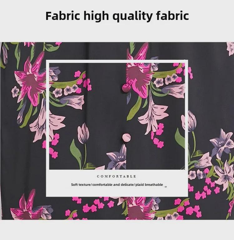 Elegantes Kleid mit Laternenärmeln und Print - Hochwertig, Leicht reifer Stil, Taillenbetont, Langer Rock für Frühlings- und Herbstabendgarderobe