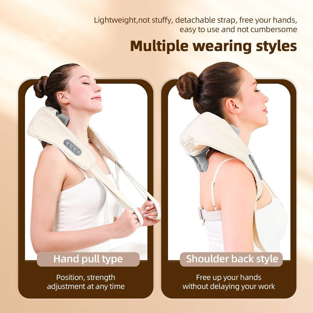 Foreverlily Neck And Shoulder Massager Wireless Neck And Back Shiatsu Kneading Massager Neck Cervical Relaxing Massage Shawl