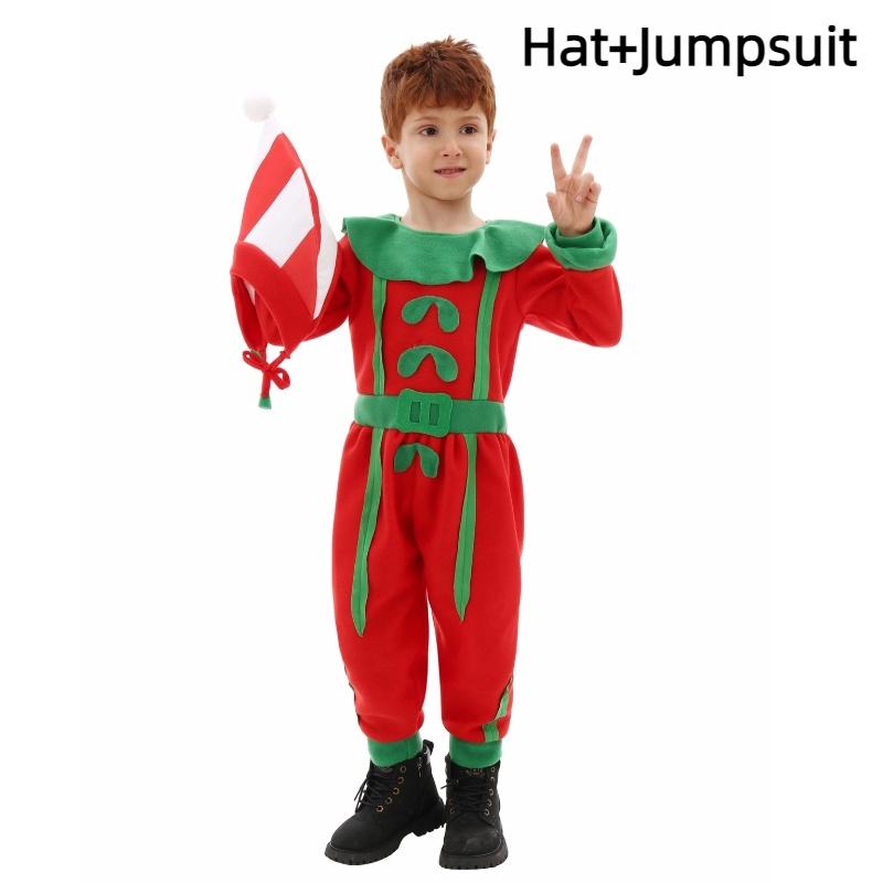 

Christmas Elf Cosplay Costume Children Cartoon School Party Outfit Performance XL