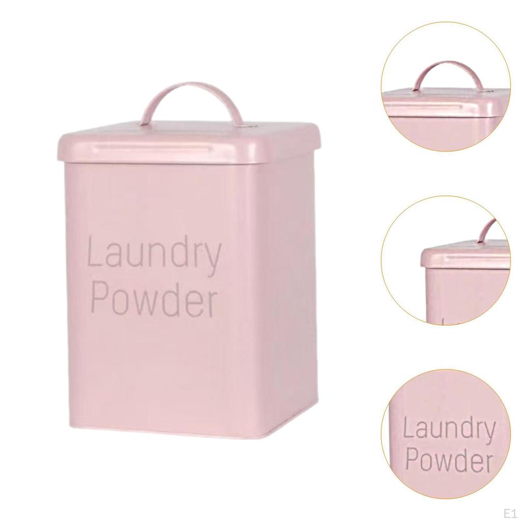 Reis Waschpulverbehälter 5L mit Löffel Metall Aufbewahrung Arbeitsplatten Organizer Glas