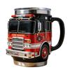 Portable Insulated Fire Truck Shape Coffee Cup with Detailed Design Drinking Cup Suitable for Gift Givings or Individual