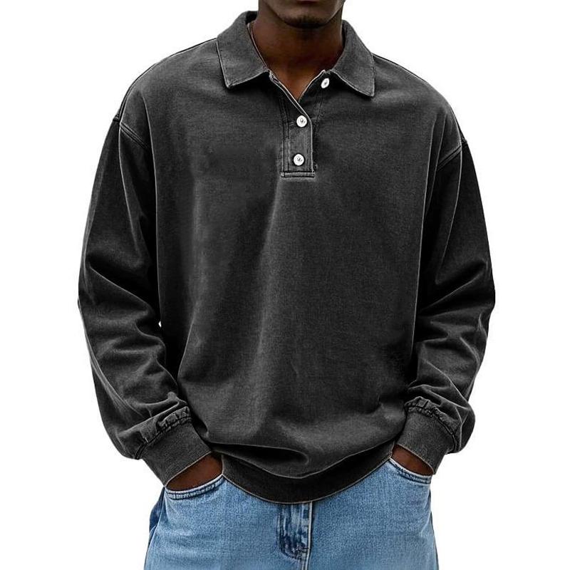 Men's Long Sleeve Polo Shirts Mens Breathable Tees Casual Golf Polo Shirt Lapel Collar Work T-Shirt Bottoming Pull On Tops