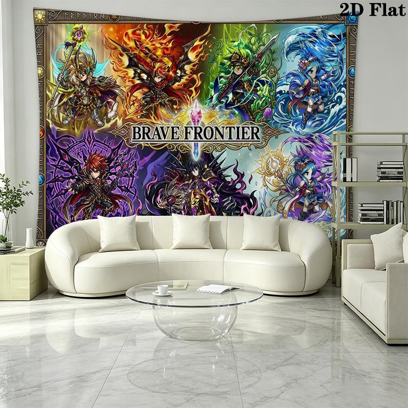 Brave Frontier Wall Tapestry Aesthetic Wall Hanging Printed Fabric Blanket Decorative Tapestries for Bedroom Living Room Home Decor