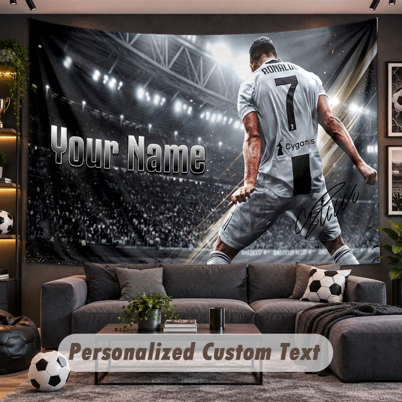 Wall Hanging Tapestry Custom NameCristiano Ronaldo Pattern Personalized Printed Fabric Wall Decor