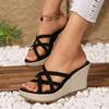 2025 Ladies Shoes Buckle Strap Women's Sandals Summer New Casual Plus Size Open Toe Best Seller Wedge Sandals Zapatos