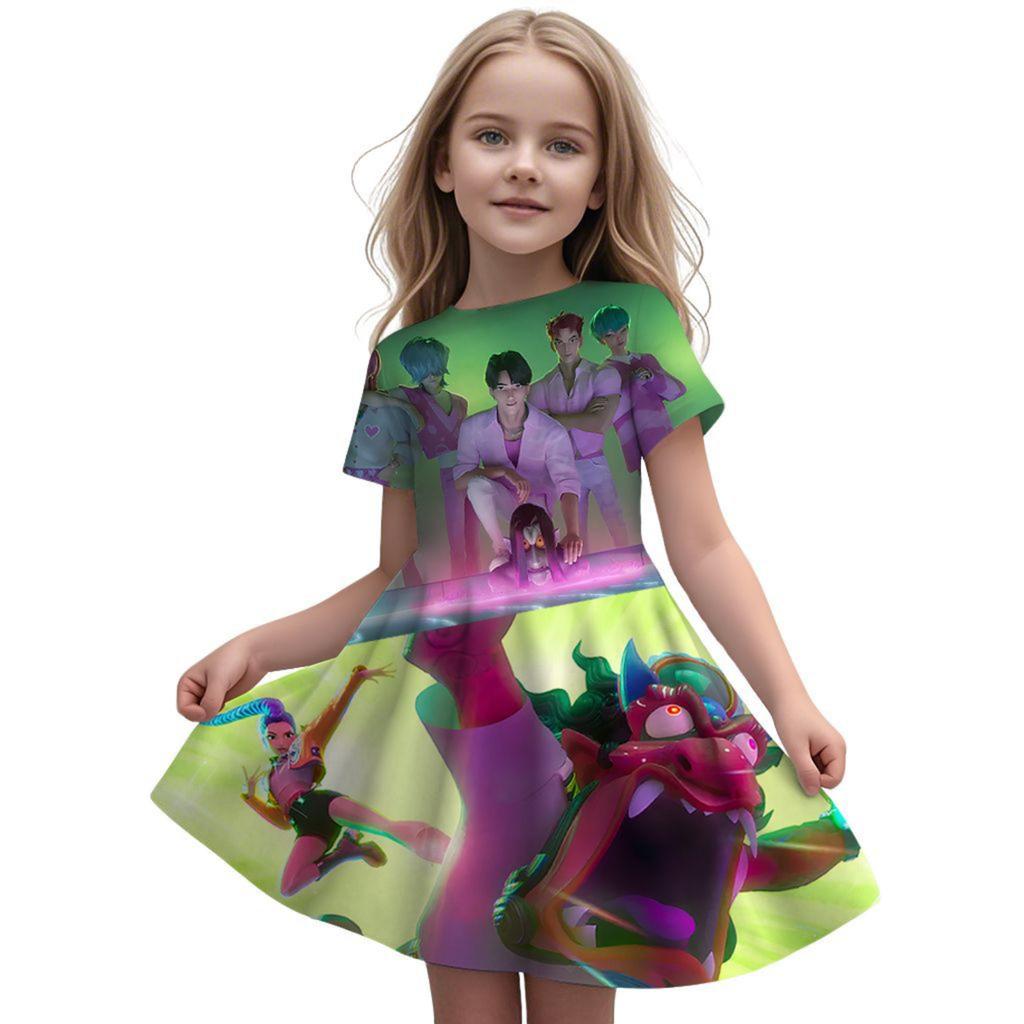 Girls Fly Sleeve Nightgown Girls Milk Silk Dresses