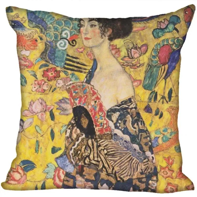 Benutzerdefinierte Kunstmuster Kissenbezüge Gustav Klimt Quadratischer Kissenbezug Weihnachten Reißverschluss-Kissenbezug 45*45cm(Eine Seite)