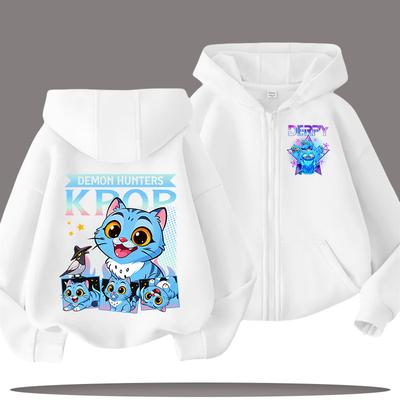 Casual Comfort Zip Hoodie Fashion Printed Pattern Girls Top Hoodies Sweatshirts Girls