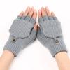 New Striped Flap Woolen Warm Gloves for Men and Women Half Fingered Knitted Arm Covers for Students' Writing In Autumn and Winter