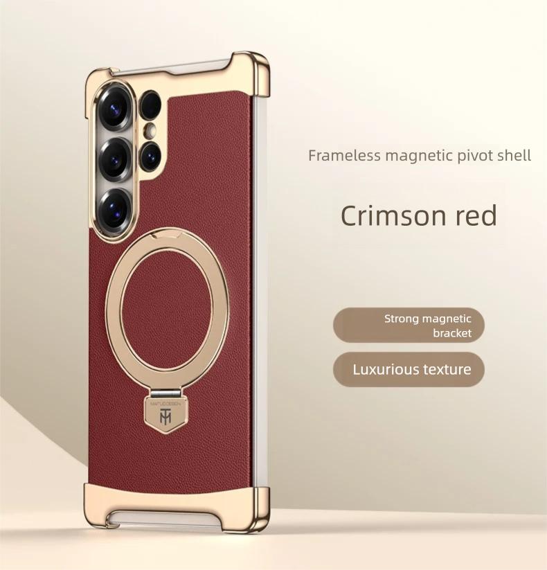 Luxe Metalen Bumper Case voor Samsung Galaxy S26 Ultra/S25 Ultra/S24 Ultra Magnetische Cover met 360° Ring Standhouder Randloos