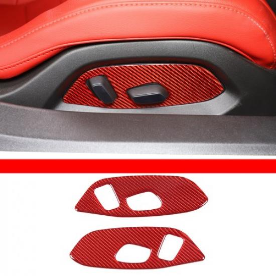 Red Carbon Fiber Seat Adjust Button Cover Trim For Corvette C8 Z51 Z06 -25