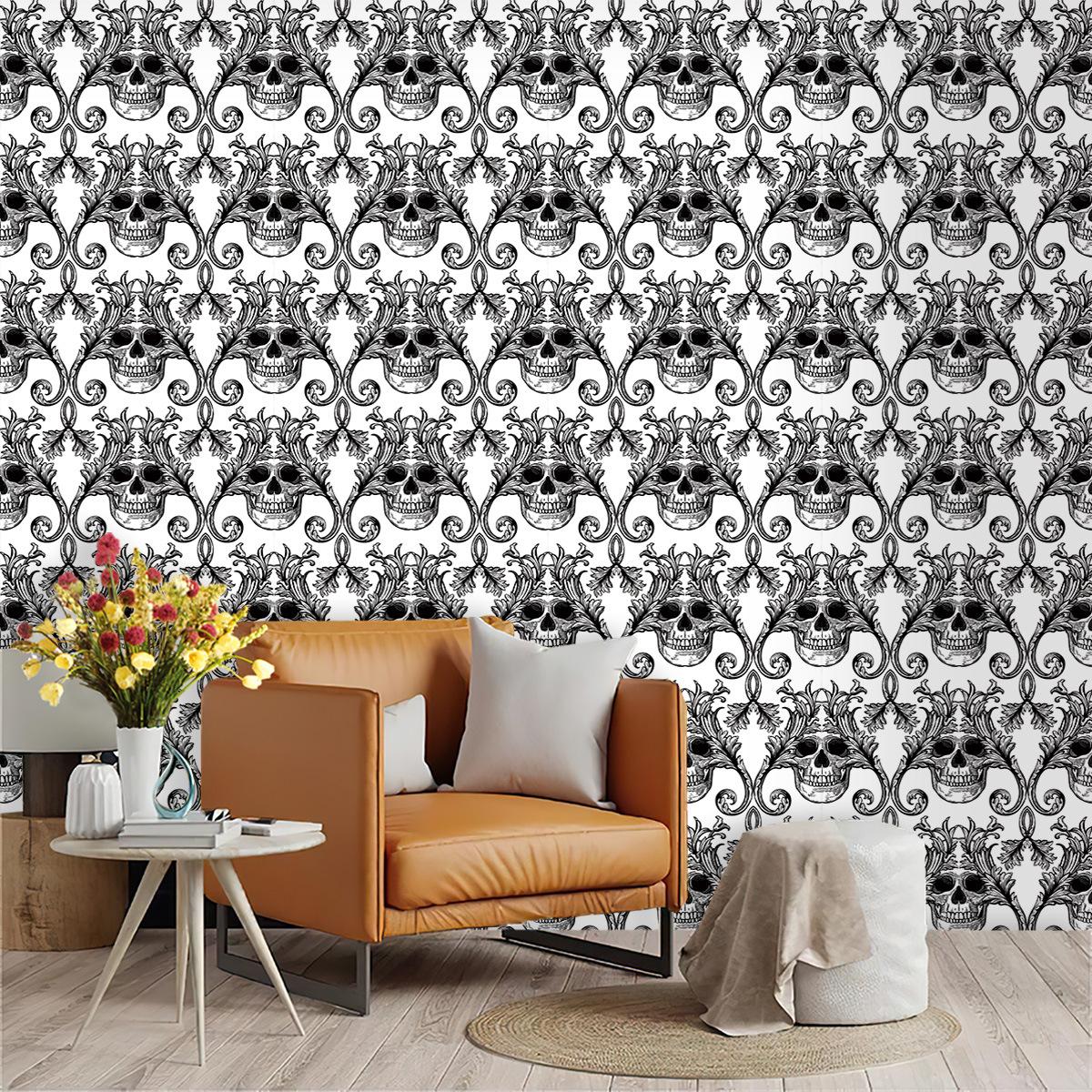 

Обои Череп Скелета Самоклеящиеся Съемные Фрески для Гостиной Спальни Кухни Офиса Декора Квартиры 45x300cm