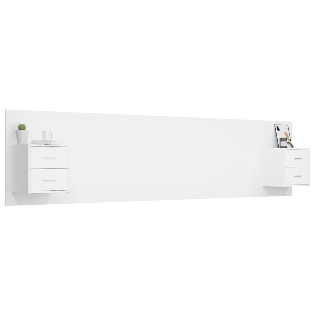 Vidaxl Headboard with Cabinets, White, Wood-Based Material