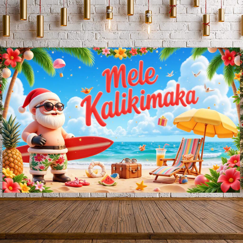 Christmas Beach Background Beach Scene Island Holiday Display Summer Xmas Banner Palm Tree Mele Kalikimaka Background For Summer