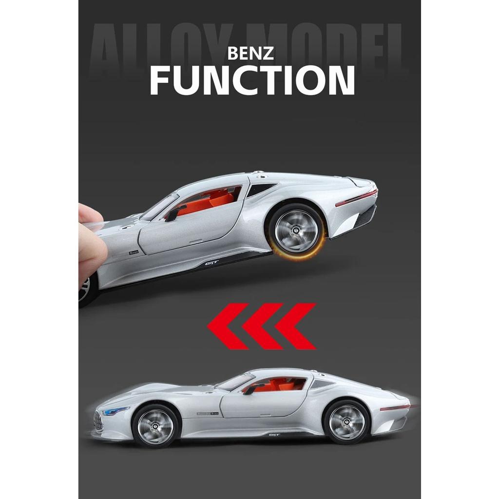 1/24 Benzs Vision GT Alloy Concept Sports Car Model Diecast Metal Racing Car Vehicles Model Simulation Sound Light Kids Toy Gift