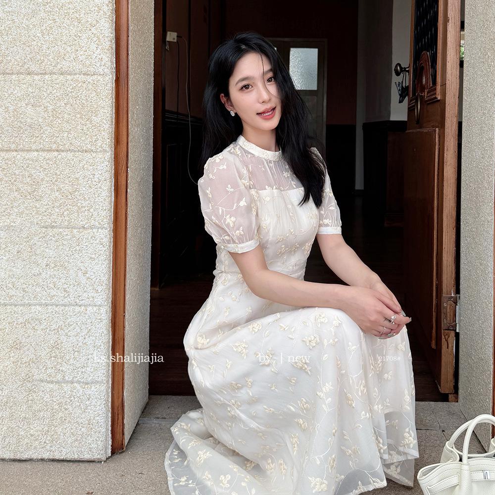 LS French Lace Sweet Slimming Dress - 2025 Summer Women's Fashion #21708