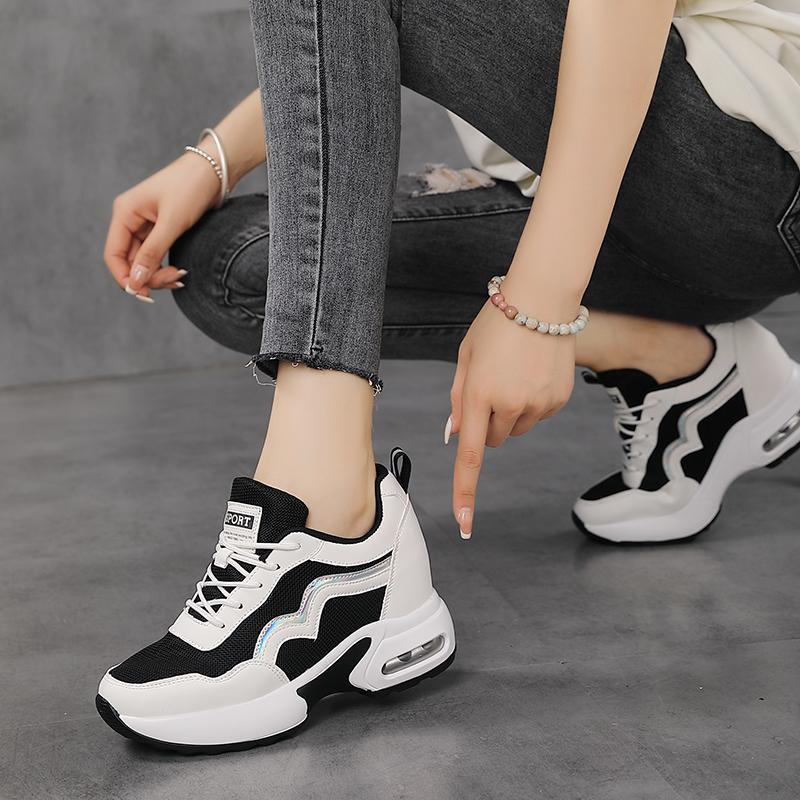 Women’s Platform Sneakers Casual Black White Height Increase Girls Sneakers Plus Size Women’s Elevator Sport Shoes