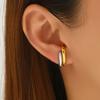 Mix Color C Shape Hoop Earrings Two-tone Design Huggie Earrings Double Layer Earrings  Gift Jewelry