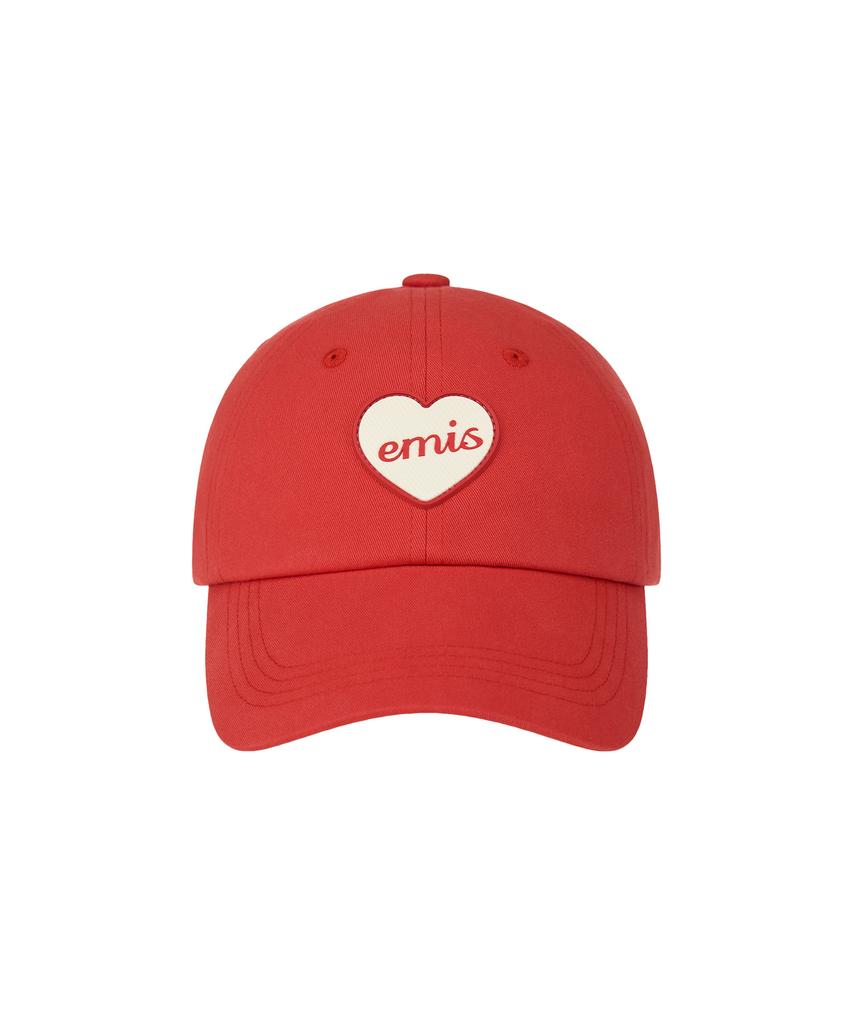Imiseu Heart Rubber Patch Ball Cap-Red