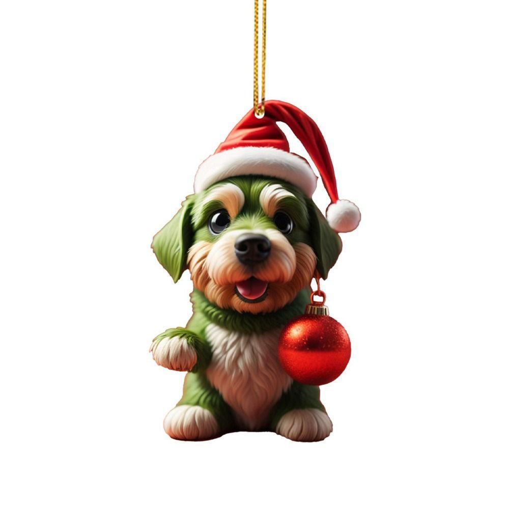 

2D Xmas Tree Puppy Ornaments Decorative Hanging Puppy Ornament Pendant Window F