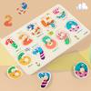 Baby Montessori Wooden Puzzle Hand Grab Board Toys Educational Alphabet Shape Puzzles for Kids Cartoon Animal Vehicle Child Gift