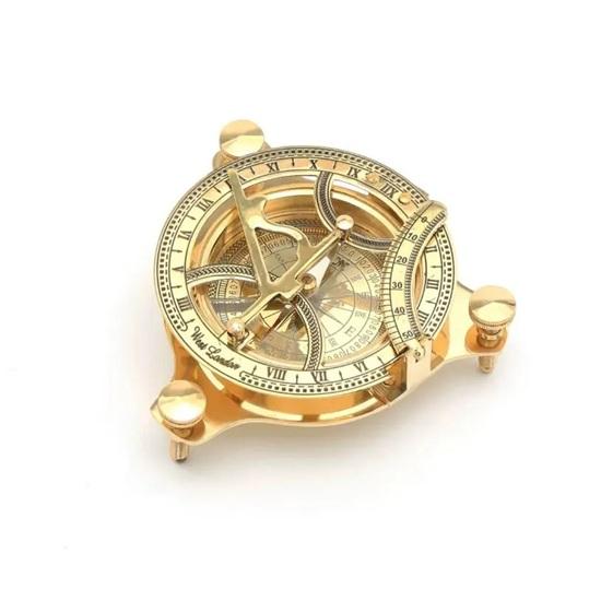 Brass Sundial Compass Gold Plated Decorative Garden Sundial Collectible Nautical Decor Accent
