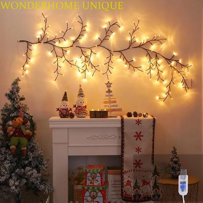 98LEDs Weidenreben Lichterketten DIY Rebe Nachtlampe Künstliche Pflanze Baum Zweig Licht Ambiente Wand Licht Streifen Schlafzimmer Dekor