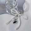 Chic Imitation Pearl Keychain Handmade Bow Shaped Keyring Heart Pendant Keyrings