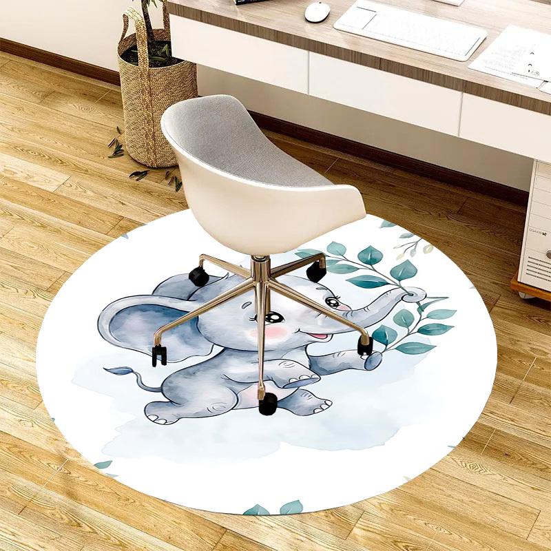 1PC Elephant Non-Slip Floor Round carpet, Office, family, bedroom, Large Area Rug Indoor Rugs, Durable PolyesterH0412