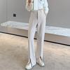 Elegant Fashion Casual Simple Split Office Ladies Pants New Solid Slim Fit Wide Leg Pants Women High Waist Loose Floor Length Trousers Women 2340