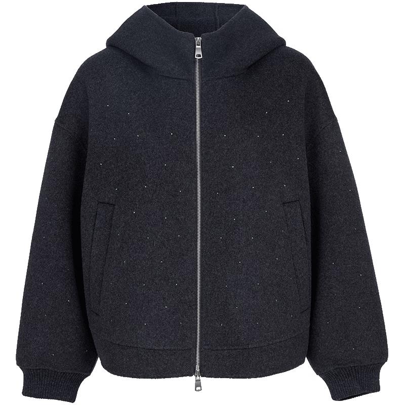 

VEROMODA Wool Blend Rhinestone Embellished Coat XS