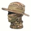 Camouflage Fischerhut mit Sturmhaube Gesichts-Nackenabdeckung UV-Schutz Breiter Rand Sonnenhut für Outdoor Jagd Angeln Wandern Camping