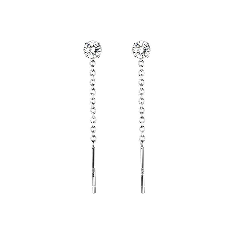 1Pc Zircon Ear Wires Heart Star Earrings Long Temperament Versatile Tassel