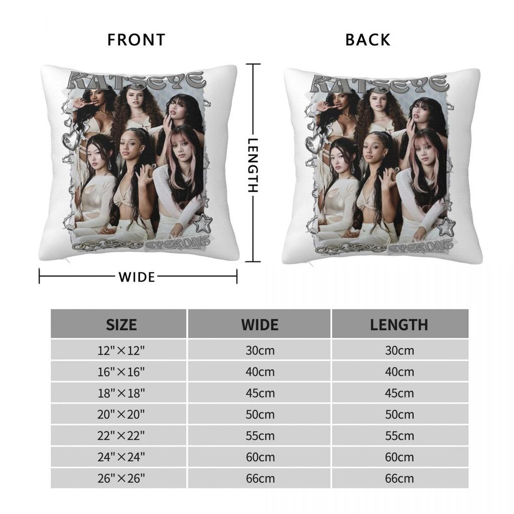 Katseye Kpop Style Y2K Gruppenkissenbezug Weicher Polyester-Kissenbezug Dekor Kissenbezug für Sofakissen Zuhause Quadratisch 45x45cm