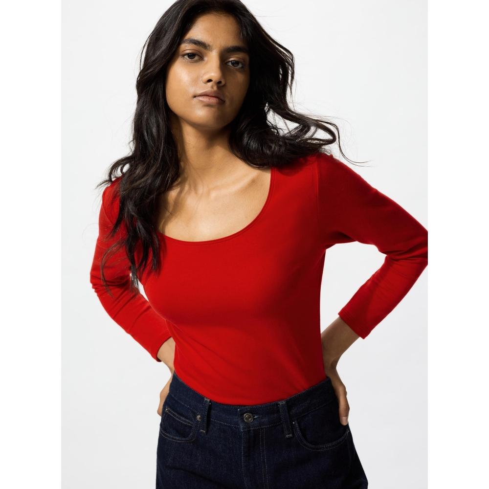 

Uniqlo Футболка с U-образным вырезом и рукавом 8 минут из хлопка, Япония 54 GREEN/XS