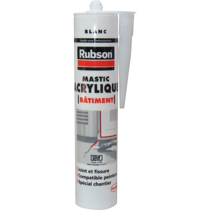 Mastic acrylique - RUBSON - 300ml - Blanc - Extrusion facile - Certifié SNJF façade bianco