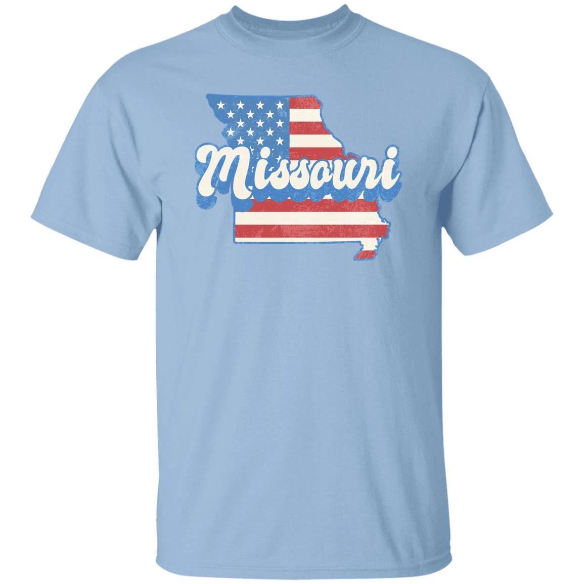 Missouri US flag Unisex T-Shirt American patriotic MO state tee White Ash Blue L
