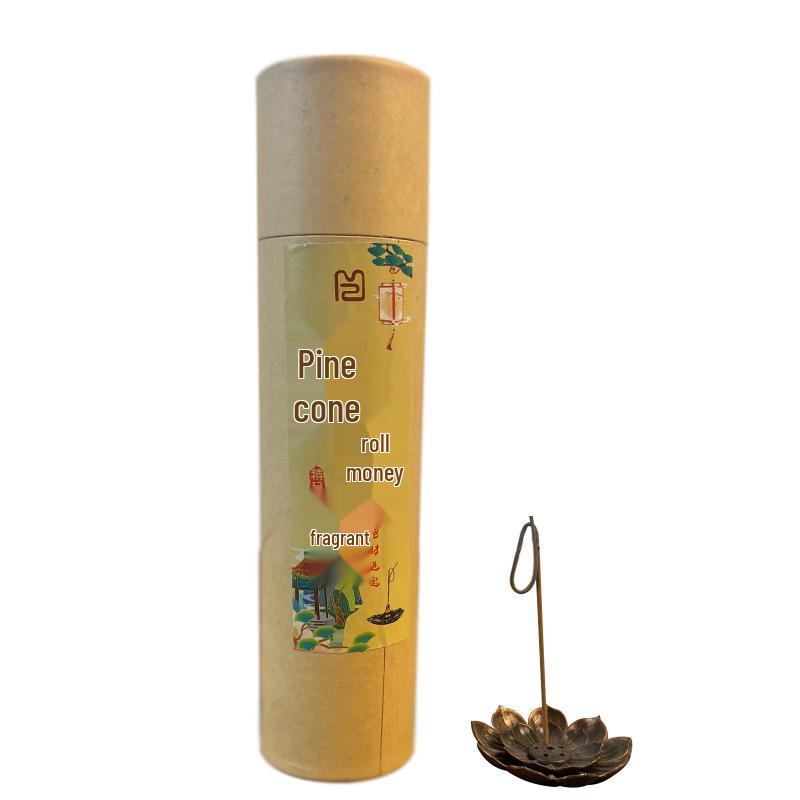 Pine Cone Scented Sandalwood Incense Scroll for Indoor Aroma Therapy and Buddha Offerings.