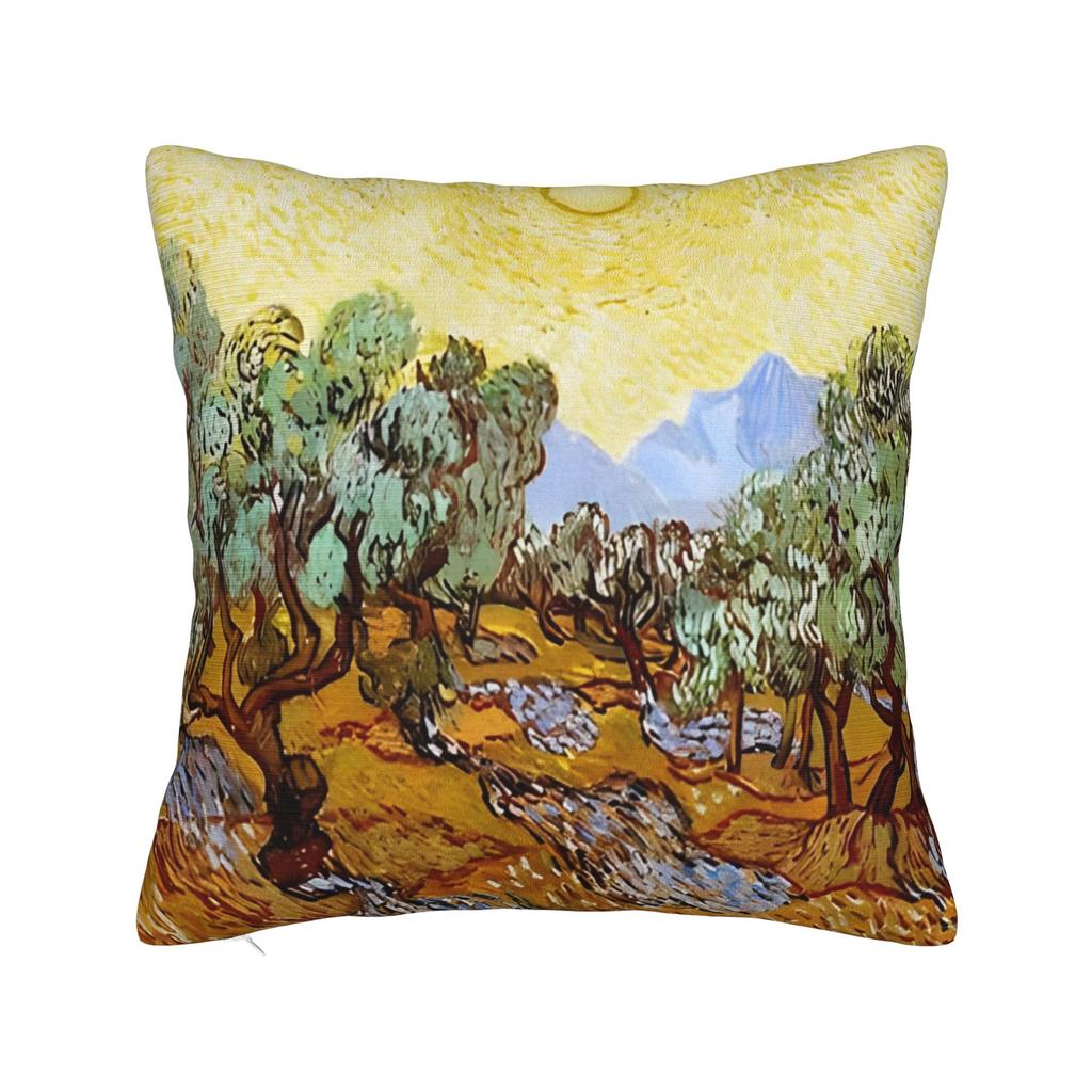 Van Gogh Wheatfield with a Reaper Pillowcase Cushion Cover Gift Oil Painting Throw Pillow Case Cover Home Wholesale 45*45cm