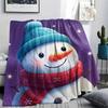 Snowman Print Flannel Blanket, High quality Comfortable for All Seasons, Home Decor, Warmth and Comfort, Perfect for Christmas Gifts