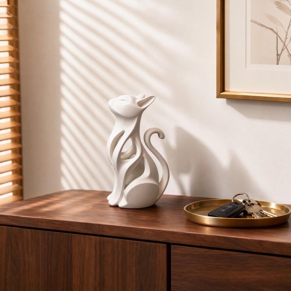 3D Printed Abstract Cat Sculpture Plastic Abstract Cat Figurine Sculpture of Kitten  Bedroom Decor