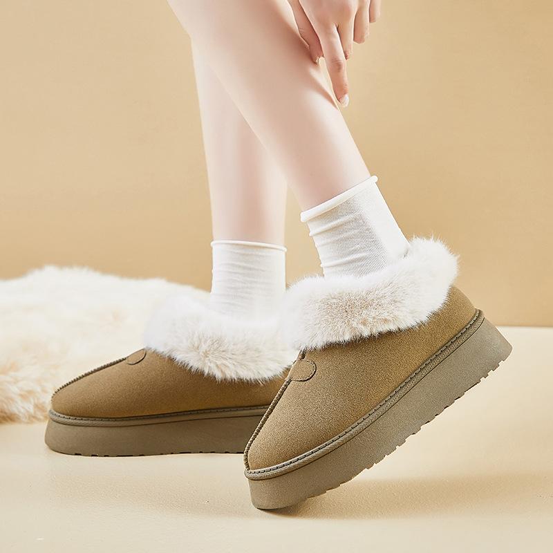 Low-top Fluffy Snow Boots Women's Winter 2025 New Thick-soled Non-slip Bread Shoes Piled and Thickened Warm Cotton Shoes