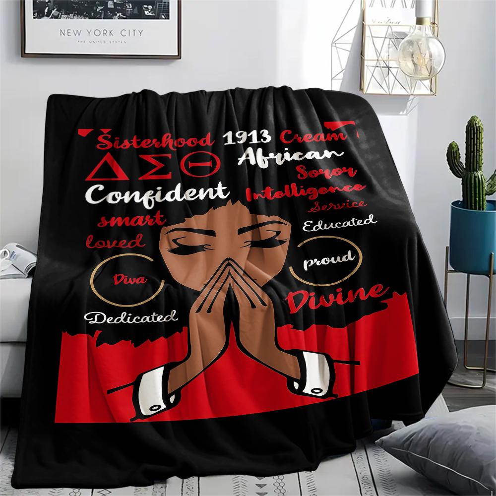 1PC Delta Sigma Theta Print Flannel Blanket, High quality All Seasons, Home Decor, Warmth and Comfort, Perfect for Christmas Gifts