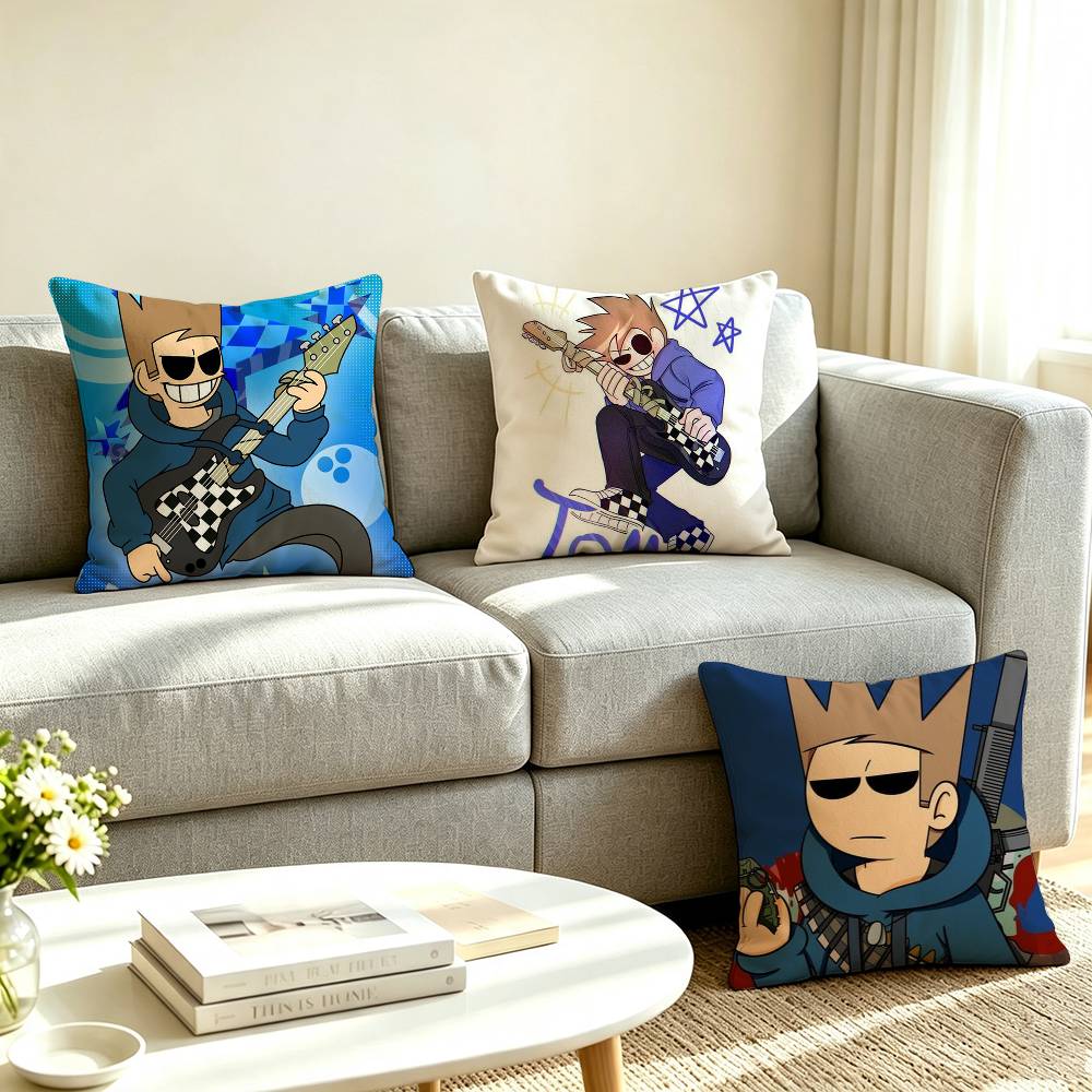T-Tom Eddsworld Animation Pillow Case Square Double-Sided Sofa Cushion Cover Bedroom Bedside Pillow